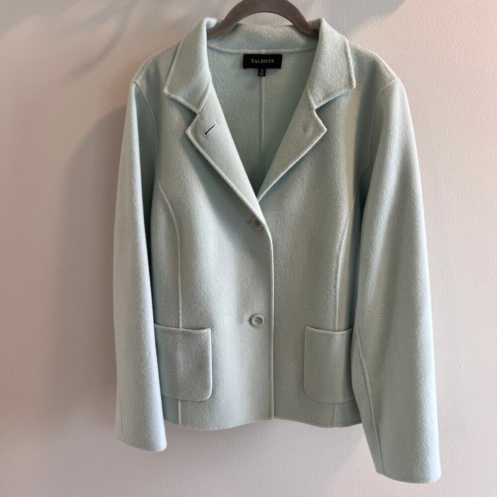 Talbots Light Robins Egg Blue Wool Blend Blazer Size 10